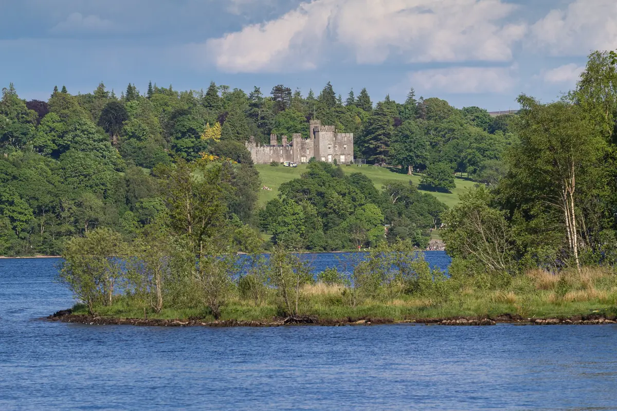 Balloch Castle above the south end of Loch Lomond