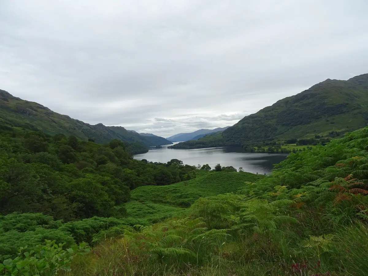 Das schmale Nordende des Loch Lomond zwischen Hügeln